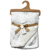 Wholesale - 30x40" Grey Floral Printed Mink Fur Backing Throw C/P 48, UPC: 634894033075